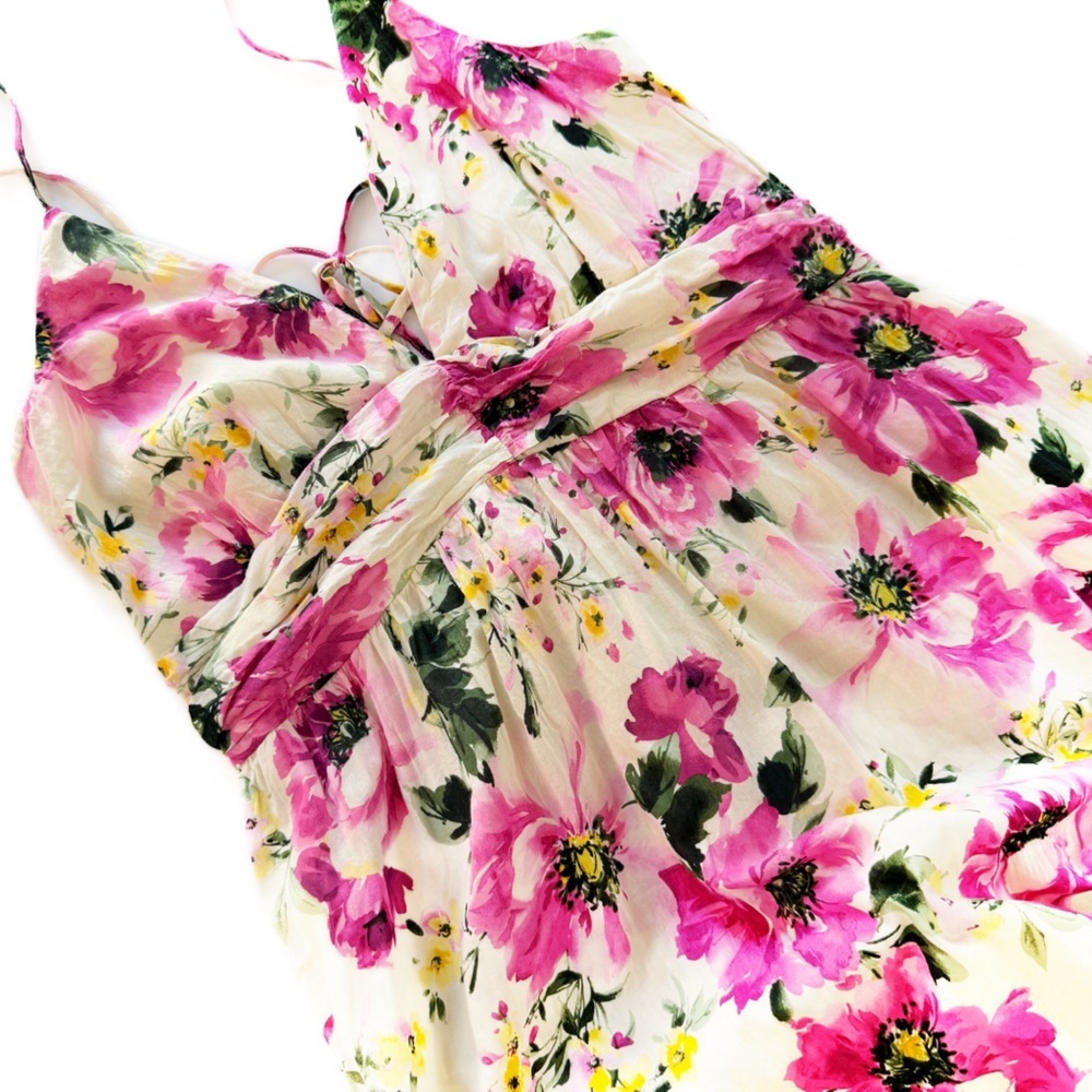 Abercrombie & Fitch Dress Womens Large Tall Floral Tiered Ruffle Maxi - Picture 3 of 11